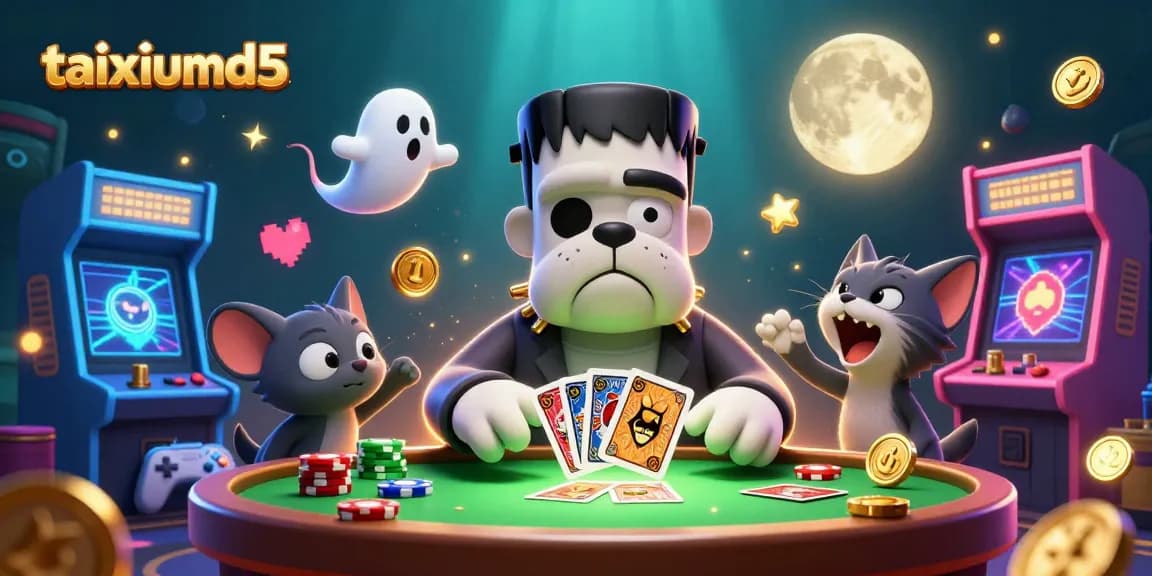 Engage in thrilling Tài Xỉu MD5 gameplay with vibrant characters and casino elements.