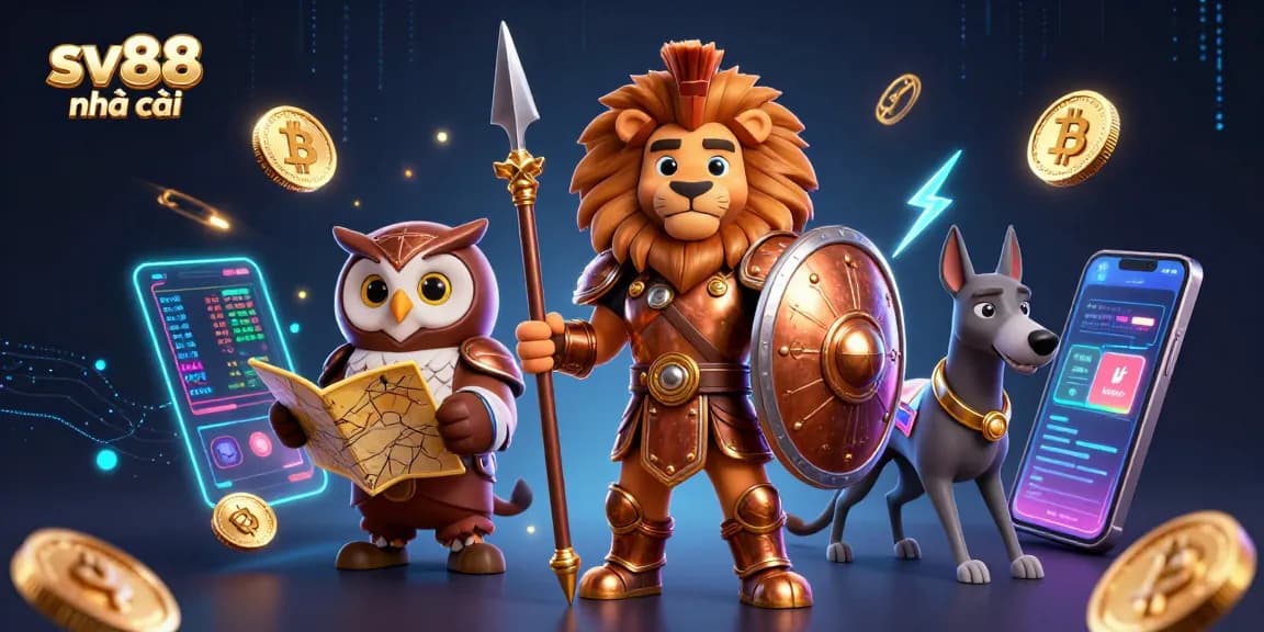Engage with sv88 nhà cái in this vibrant, dynamic digital casino illustration, showcasing thrilling gambling elements.