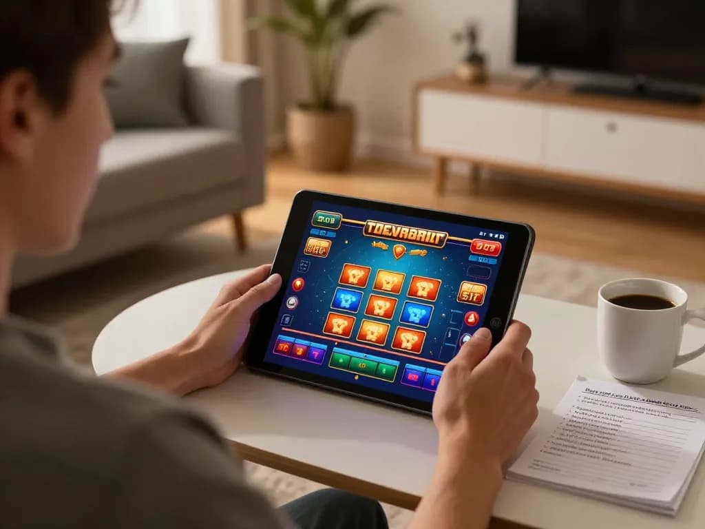 Experience thrilling online gaming with mm888 on a cozy tablet setup.
