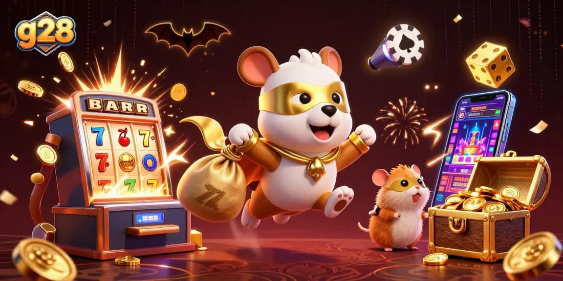 Join the fun with g28's vibrant 3D casino adventure featuring a superhero dog and exciting game elements.