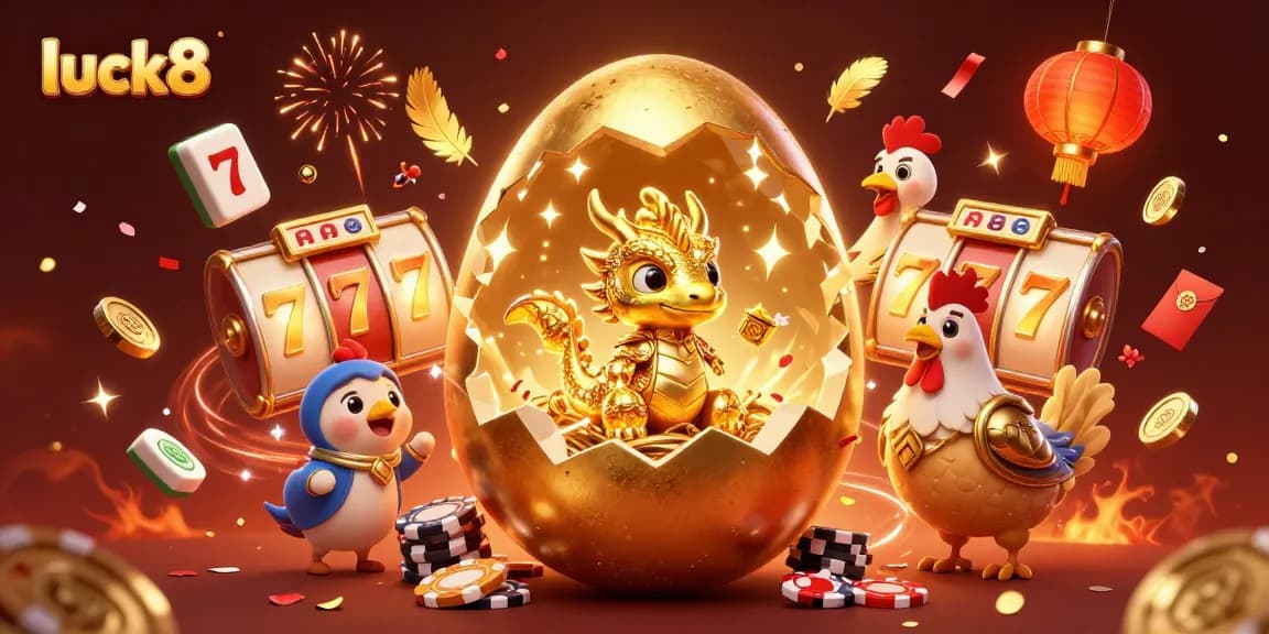 Experience thrilling gameplay at luck8 as a golden dragon reveals poker chips and jackpot excitement.