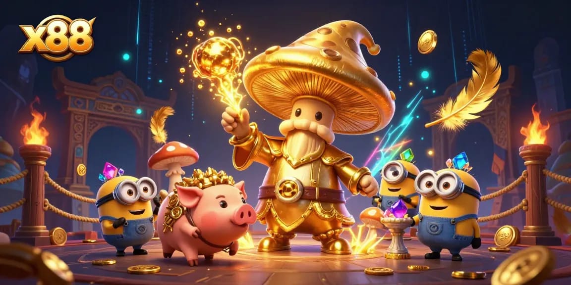 Spin to win at x88 with magical golden treasures and vibrant casino elements.