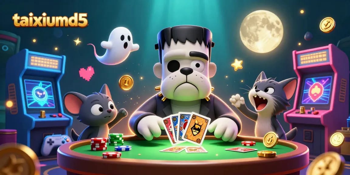 Engage in thrilling Tài Xỉu MD5 gameplay with vibrant characters and casino elements.