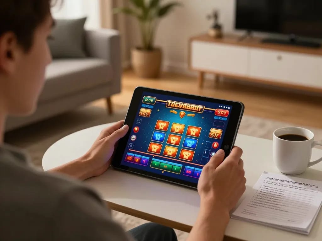 Experience thrilling online gaming with mm888 on a cozy tablet setup.
