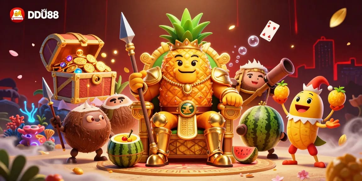 Xổ số DU88 casino illustration with dynamic characters and engaging gaming elements