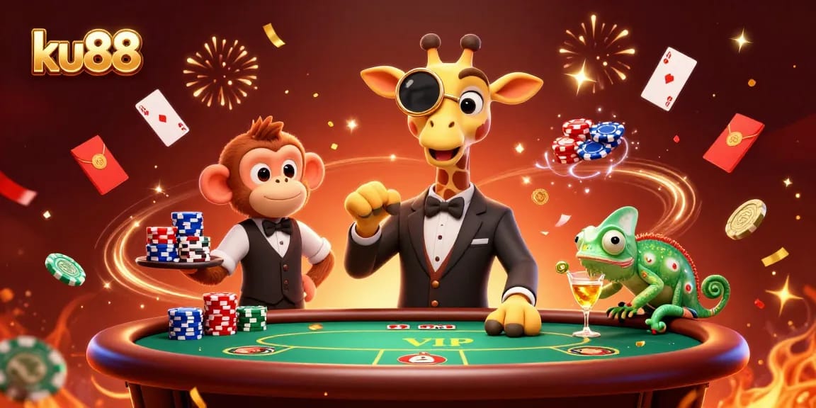 Engage in high-stakes poker at ku88 with colorful characters and lively casino atmosphere.