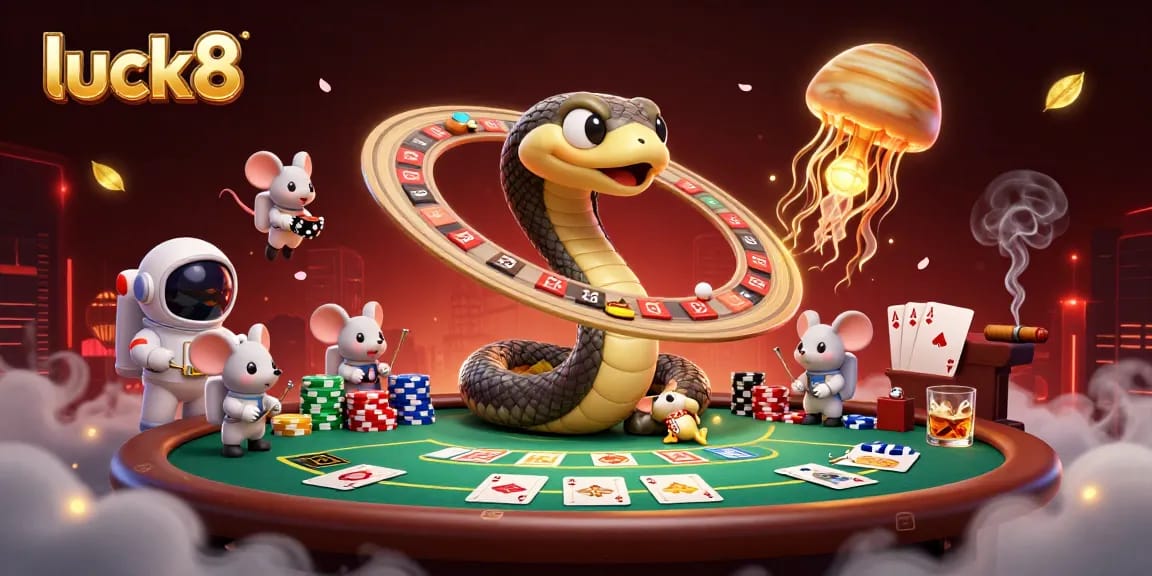 Experience 3D action at luck8 with a unique cosmic casino scene featuring vibrant characters and exciting gaming elements.