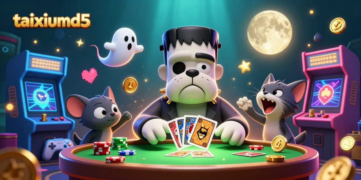 Engage in thrilling Tài Xỉu MD5 gameplay with vibrant characters and casino elements.