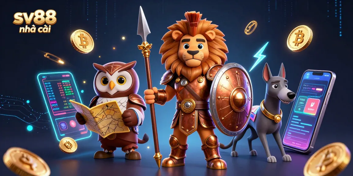 Engage with sv88 nhà cái in this vibrant, dynamic digital casino illustration, showcasing thrilling gambling elements.