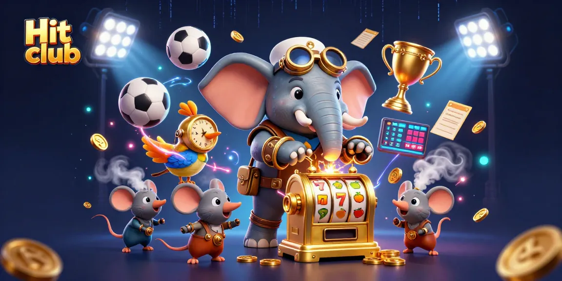 Engage in the Hit club by spinning a golden slot machine in a dynamic 3D scene filled with excitement.