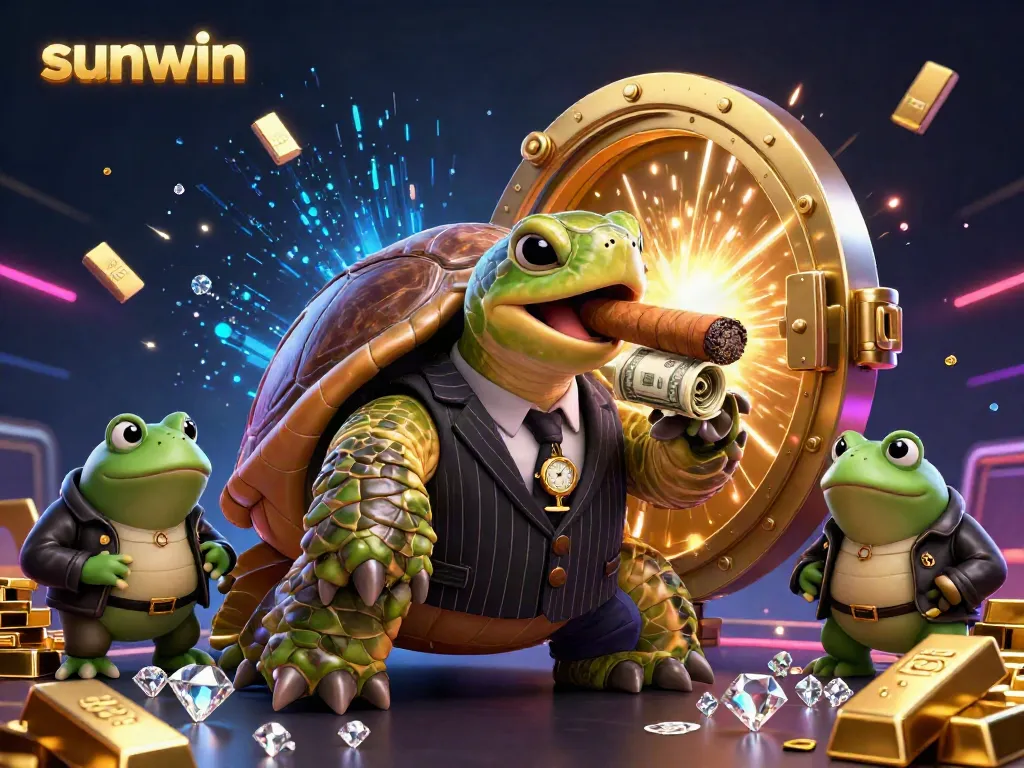 Engage in thrilling gameplay at sunwin with a colorful casino scene featuring lively characters and dazzling treasures.