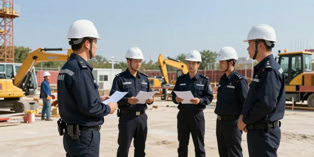 Construction Site Security by licensed professionals monitoring a busy construction site for safety and efficiency.