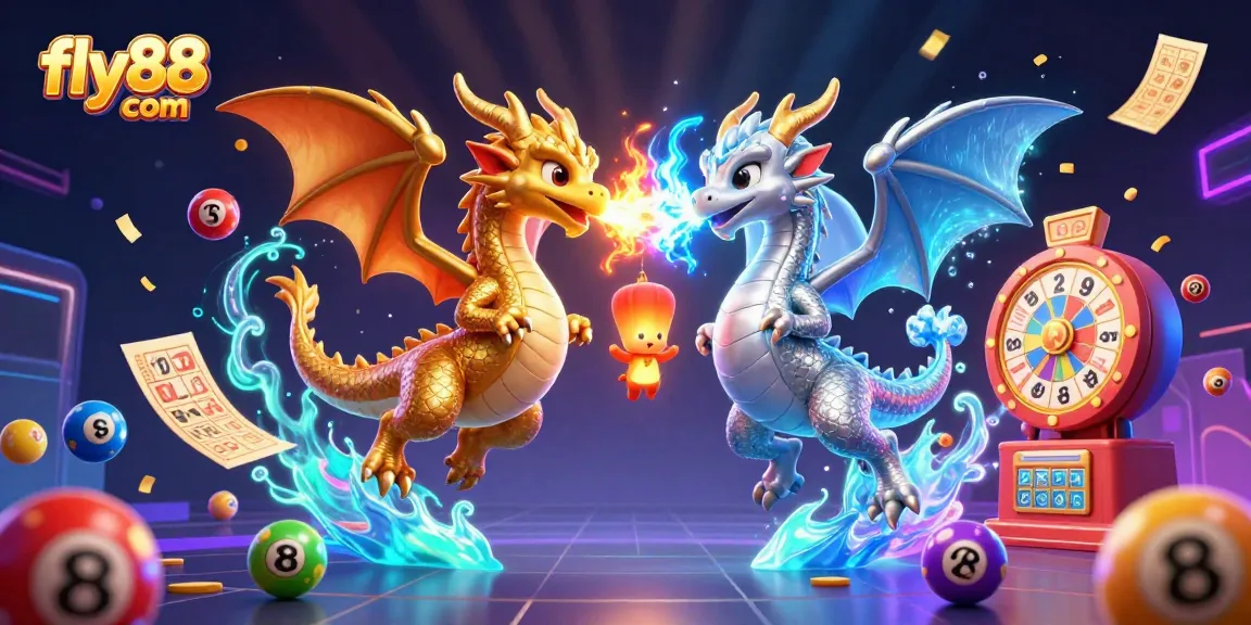 Engage with fly88 com through exciting lottery elements and dynamic dragons in a vibrant casino scene.