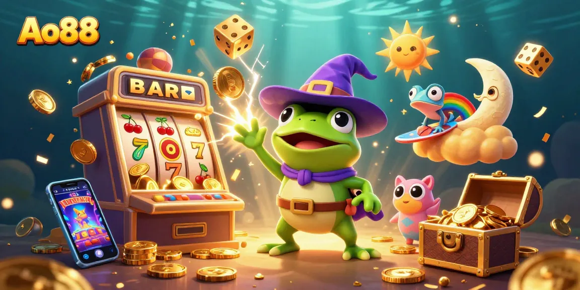 Play slots for gold and fortune with Ao88 in a whimsical casino scene full of excitement.