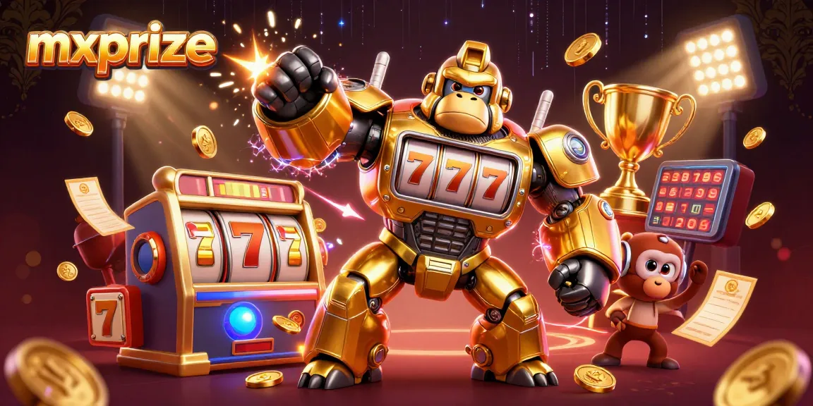 Win big with mxprize by spinning the reels on this exciting 3D slot game scene.