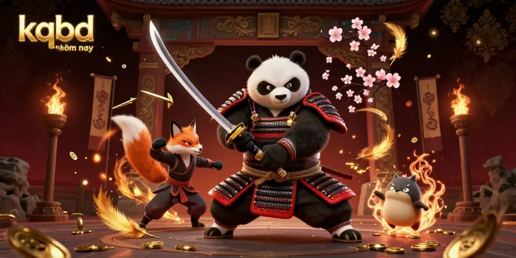 KQBD anh hôm nay highlights thrilling sports action with dynamic samurai panda and ninja fox.