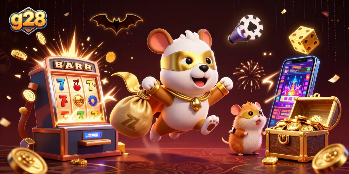 Join the fun with g28's vibrant 3D casino adventure featuring a superhero dog and exciting game elements.