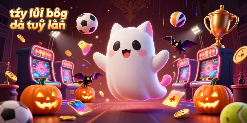 Engage with tỷ lệ bóng đá trực tuyến as a ghost cat navigates a haunted casino filled with sports elements.