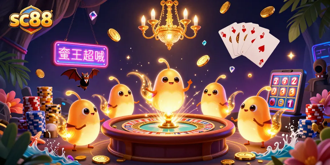 Experience sc88 with vibrant glowworms illuminating a lavish casino, engaging through spectacular games.