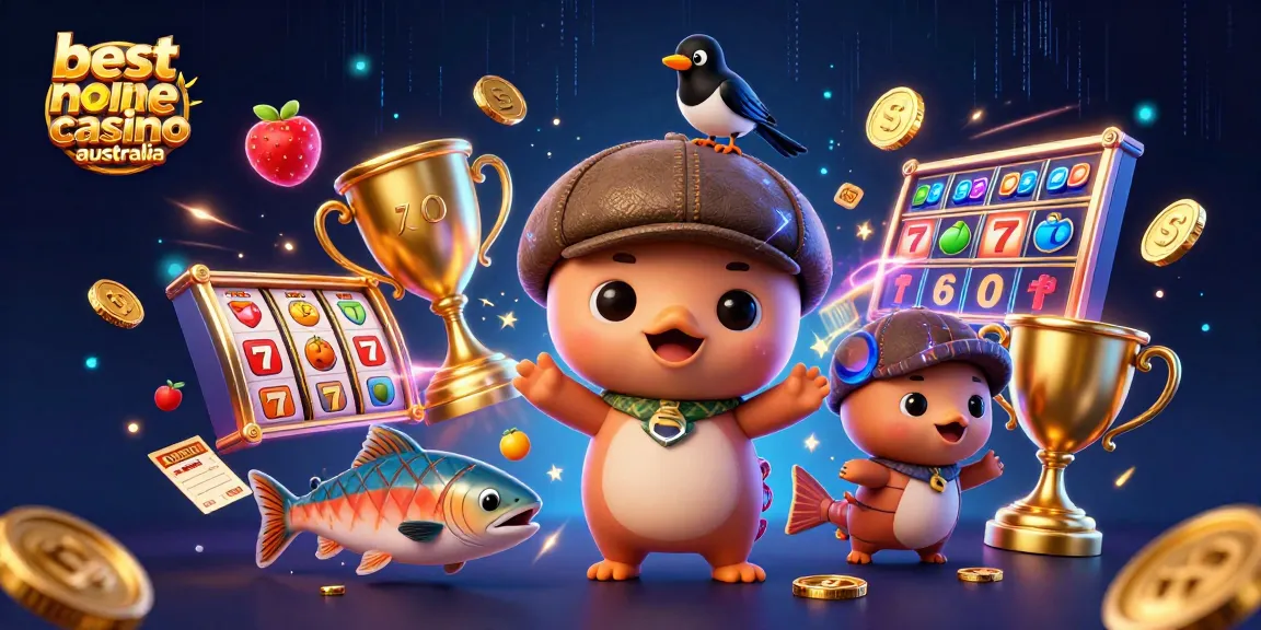 Experience the excitement at the best new online casinos in Australia with playful characters and vibrant casino elements.
