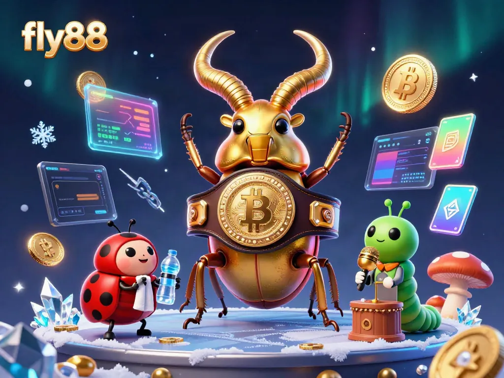 Experience fly88's thrilling casino world with a dynamic 3D illustration of a giant stag beetle champion, symbolizing big wins.