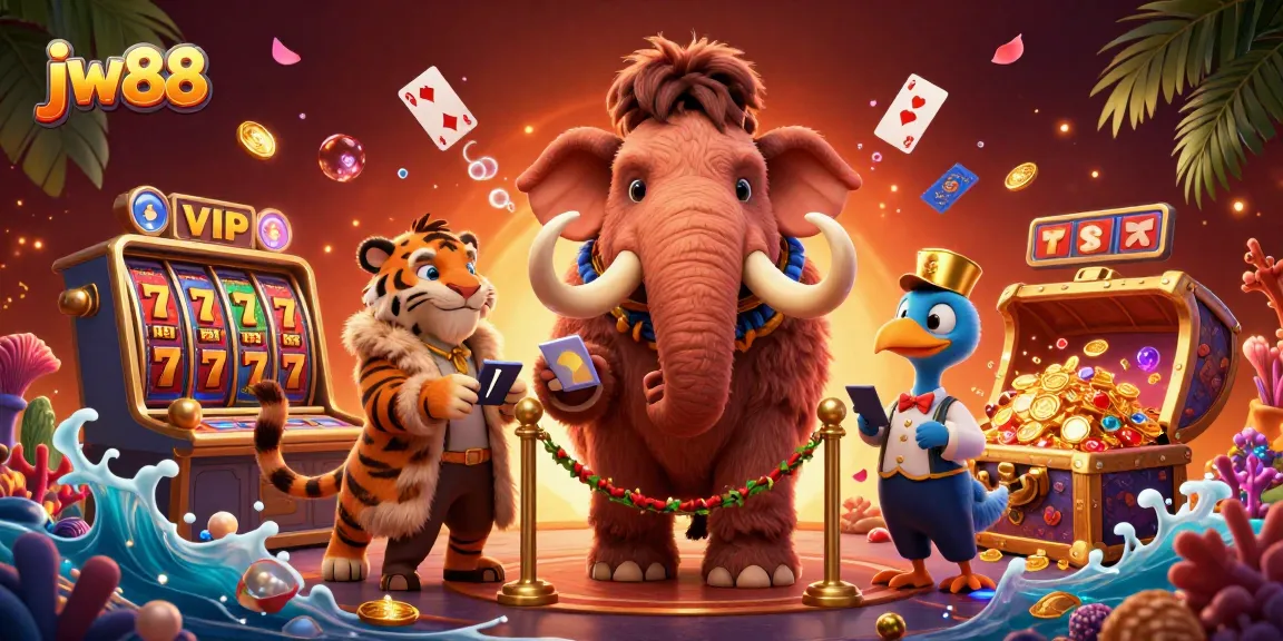 Experience thrilling games at jw88 as a woolly mammoth bouncer welcomes a saber-tooth tiger VIP and dodo doorman.